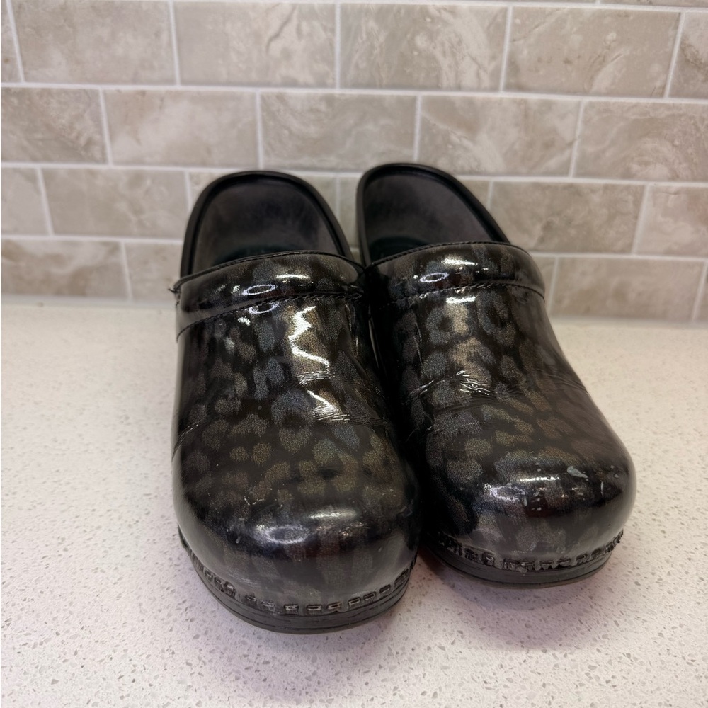 Dansko Black Leopard Print Clogs - image 3